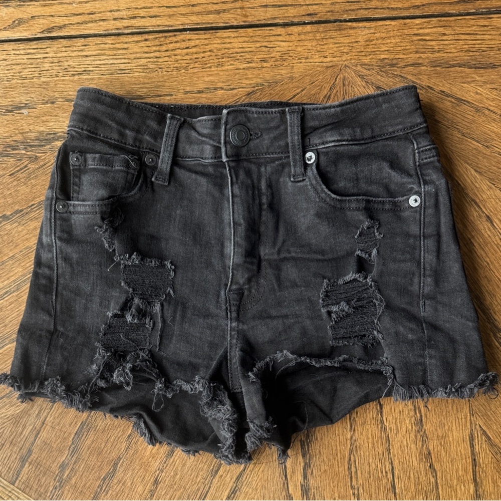 Aeropostale Black Ripped Jean Shorts
